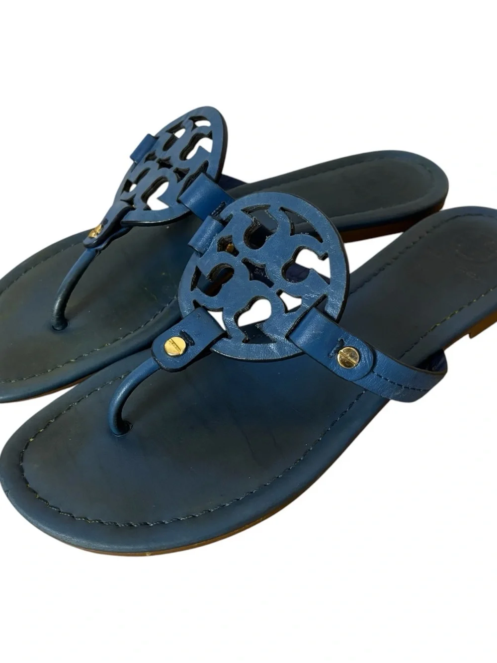 Tory Burch Miller Thong Sandals Blue Leather Women’s Size 8M